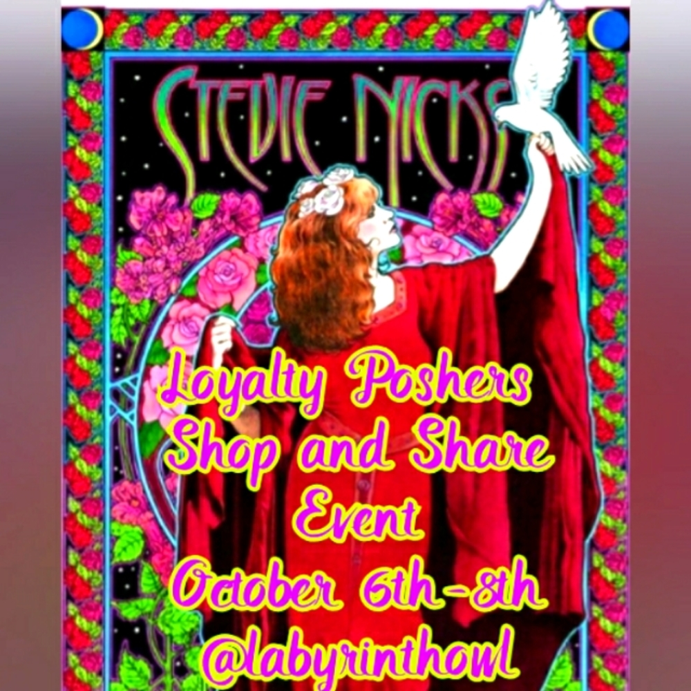 Stevie Nicks live show at 2pm CT. Please come twirl and sell with me.🖤🌛🕊🎤